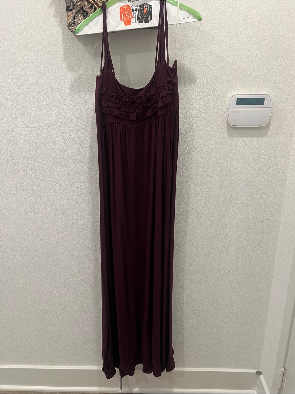 Max Studio- Sleeveless Ruffle-Front Maxi Dress in Deep Plum XS